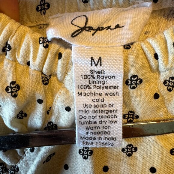 Japna Cropped Top Medium Cream Print Smocked Milkmaid Puff Sleeve Festival - Picture 7 of 7